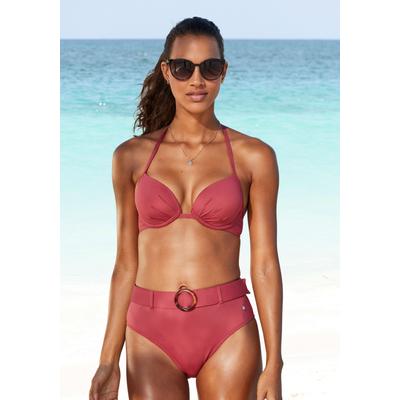 Push-Up-Bikini-Top S.OLIVER "Rome", Damen, Gr. 38, Cup B, rot (rostrot), Microfaser, Polyamid, unifarben, Bikini-Oberteile, in verschiedenen Unifarben Image