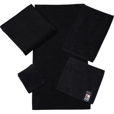 Gästehandtuch ROSS "Cashmere feeling", schwarz, B:30cm L:50cm, Frottier, Obermaterial: 100% Baumwolle, Handtücher (Packung), mit Wellen-Bordüre Image