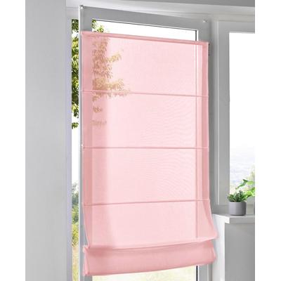 Raffrollo KUTTI "Brondby Move" Gr. 7, rosa (rosé), B:90cm H:130cm, Obermaterial: 100% Polyester, Raffrollos, Klemmfix, Klemmträger, halbtransparent, uni, Basic, pflegeleicht Image