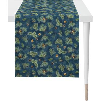 Tischläufer APELT "9530 WINTERWELT, Weihnachtsdeko, Weihnachten", bunt (blau, grün, bunt), B:48cm L:140cm, Baumwolle, Tischdecken, Digitaldruck Image