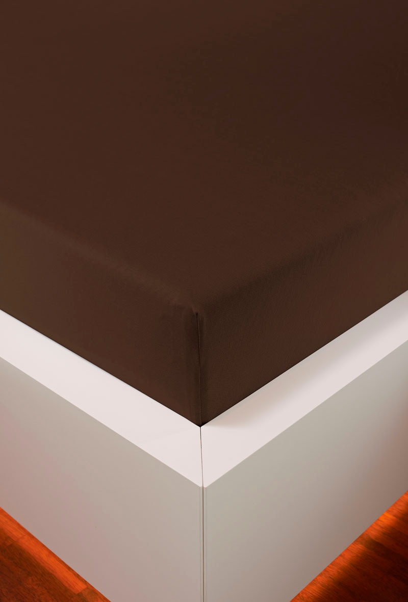 Spannbettlaken BELLANA "Jersey-Elasthan Aqua in Gr. 90x200, 140x200 oder 180x200 cm", braun (schoko), 1 Stk., Jersey, 140x200 140x210 140x220 150x200 150x210 150x220 160x200 160x210 160x220 35, Jersey, Obermaterial: 97% Baumwolle, 3% Elasthan,...