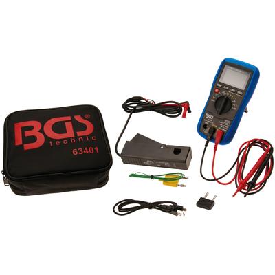 BGS Multimeter "Kfz-Digital-Multimeter mit USB-Schnittstelle" Spannungsprüfer Antrieb 6,3 mm (14") 12,5 mm (12") blau