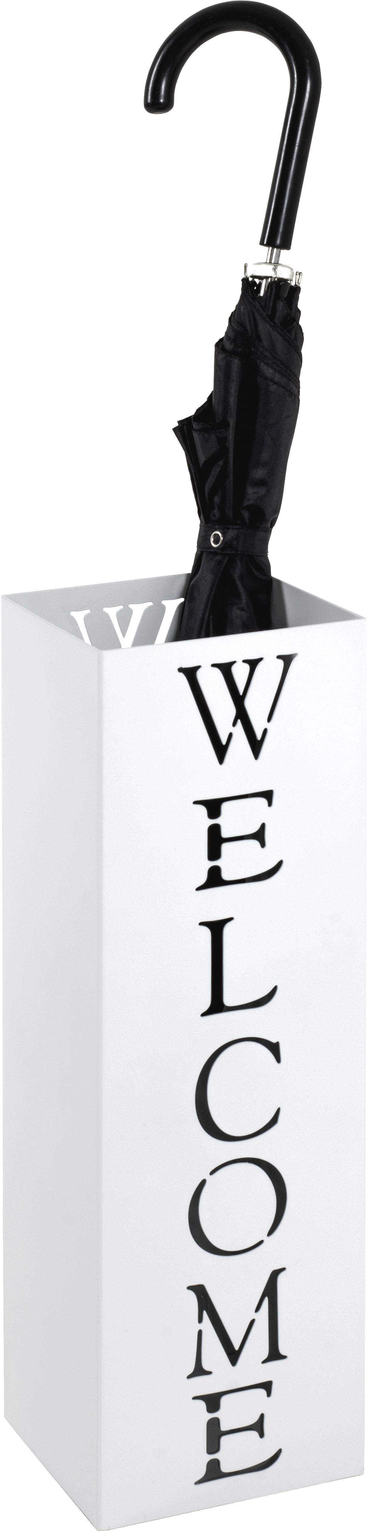 Schirmständer HAKU, weiß, B:16cm H:48cm T:16cm, Metall, Regenschirmständer, Schirmständer