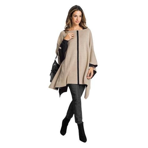 Poncho CREATION L Gr. 3, beige Damen Jacken Ponchos Capes
