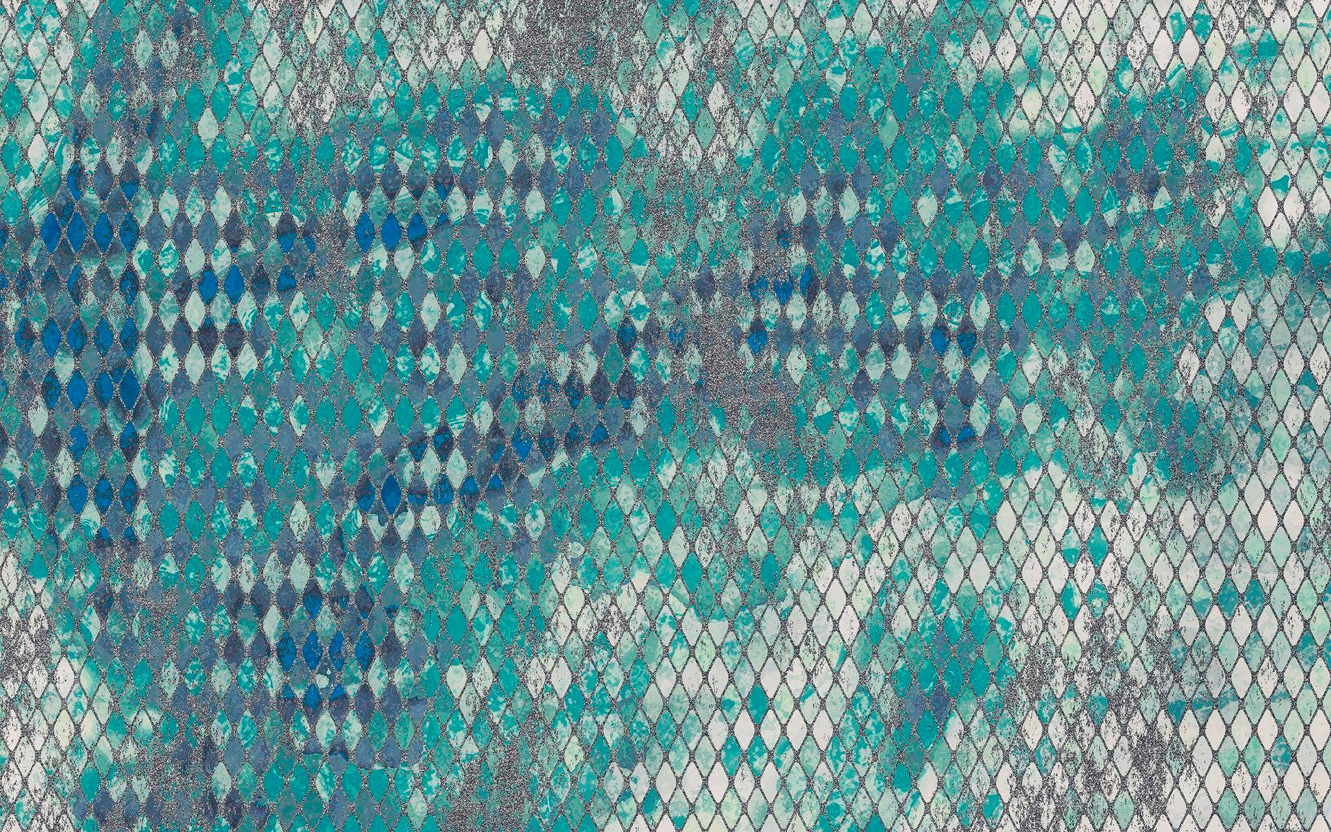 Vliestapete KOMAR "Digitaldruck Vlies - Harlekin - Größe 400 x 250 cm", blau, B:400m L:250m, Vlies, Tapeten, Wohnzimmer, Schlafzimmer