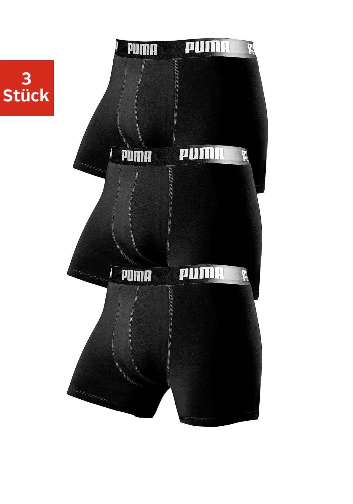Boxer PUMA, Herren, Gr. S, schwarz, Jersey, Obermaterial: 95% Baumwolle, 5% Elasthan, bedruckt, unifarben, normal, Unterhosen, mit Marken-Logo im Bund Image
