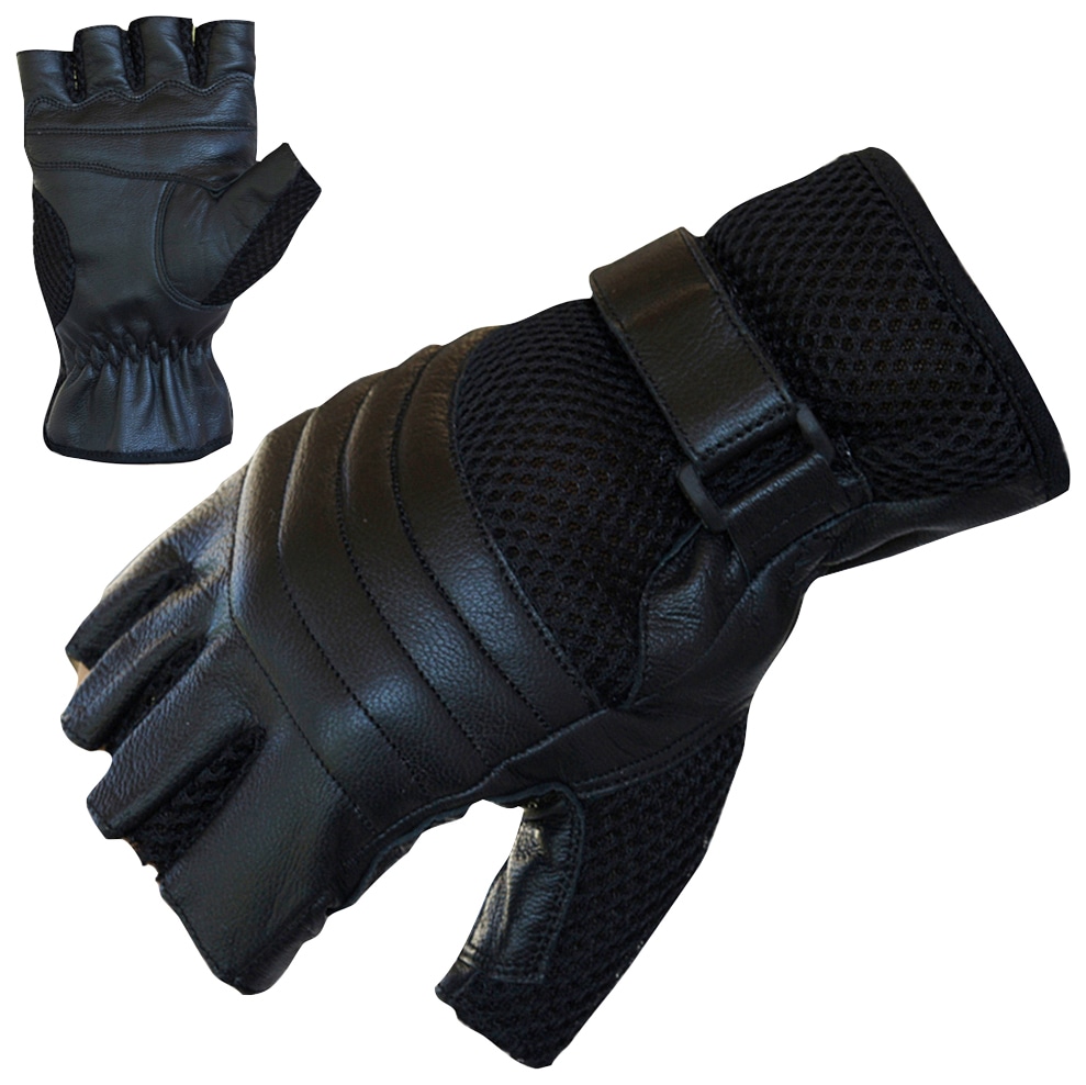 Motorradhandschuhe PROANTI Gr. XL, schwarz, Handschuhe, XL, Obermaterial: 85% Rindsleder, 15% Nylon. Innenfutter: 100% Polyester, fingerlose Chopper-Handschuhe aus Leder Image