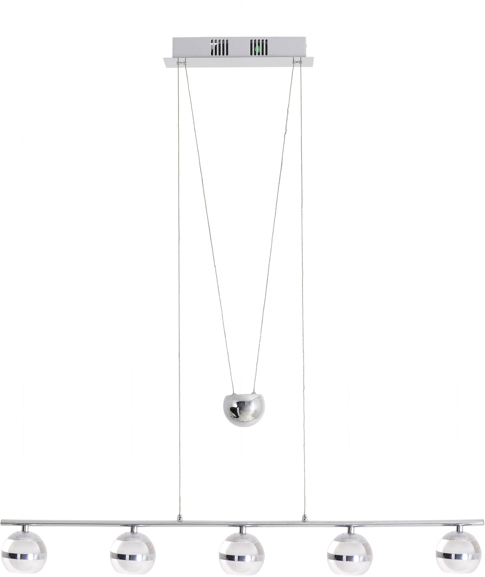 NÄVE LED Pendelleuchte "Sphere", grau (chromfarben), 5, H: 150cm, 1 Stk., Leuchten, 5x each 6 LED`s total 15W,3000K; 1350lm,Farbe: chrom, klar Image