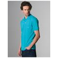 Poloshirt TRIGEMA "TRIGEMA Polohemd mit Brusttasche" Gr. L, blau (azur) Herren Shirts Kurzarm