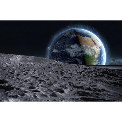 Fototapete PAPERMOON "Mond und Erde", bunt, B:3,50m L:2,60m, Vlies, Tapeten Image
