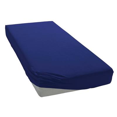 Spannbettlaken BELLANA "Melone in Gr. 70x140, 90x200, 140x200 oder 180x200 cm", blau (marine), B:180-200cm L:200cm, Mako-Jersey, Obermaterial: 100% Baumwolle, Laken, Baumwolle, Matratzen bis 25cm Höhe, Spannbetttuch auch für Kinder Image