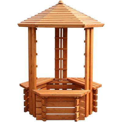 Blumenkasten PROMADINO "Zierbrunnen "Westerwald", braun (honigbraun), B:135cm H:192cm T:135cm, Holzwerkstoff, Pflanzgefäße, BxTxH: 135x135x192 cm Image