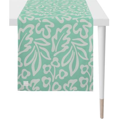 Tischläufer APELT "3971 Outdoor, Sommerdeko, Sommer", grün (mint, creme), B:46cm L:135cm, Polyester, Tischdecken, Jacquardgewebe Image