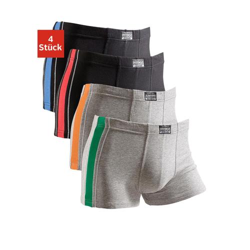 Boxer AUTHENTIC UNDERWEAR Gr. 4, grau (grau, meliert, grau, schwarz, schwarz) Herren Unterhosen mit kontrastfarbigen Streifen seitlich