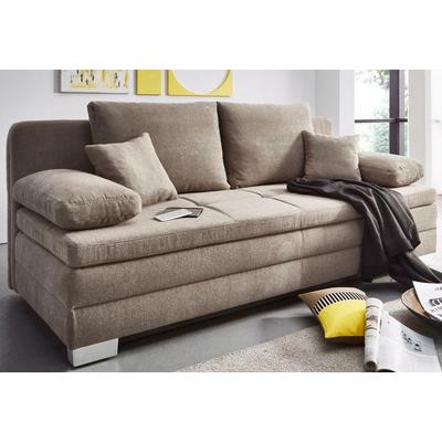 Schlafsofa JOCKENHÖFER GRUPPE "Lindau", beige (greige), B:203cm H:85cm T:106cm, Luxus-Microfaser (100% Polyester), Sofas, inklusive Bettkasten und loser Kissen,mit Kaltschaumtopper, Topseller Image