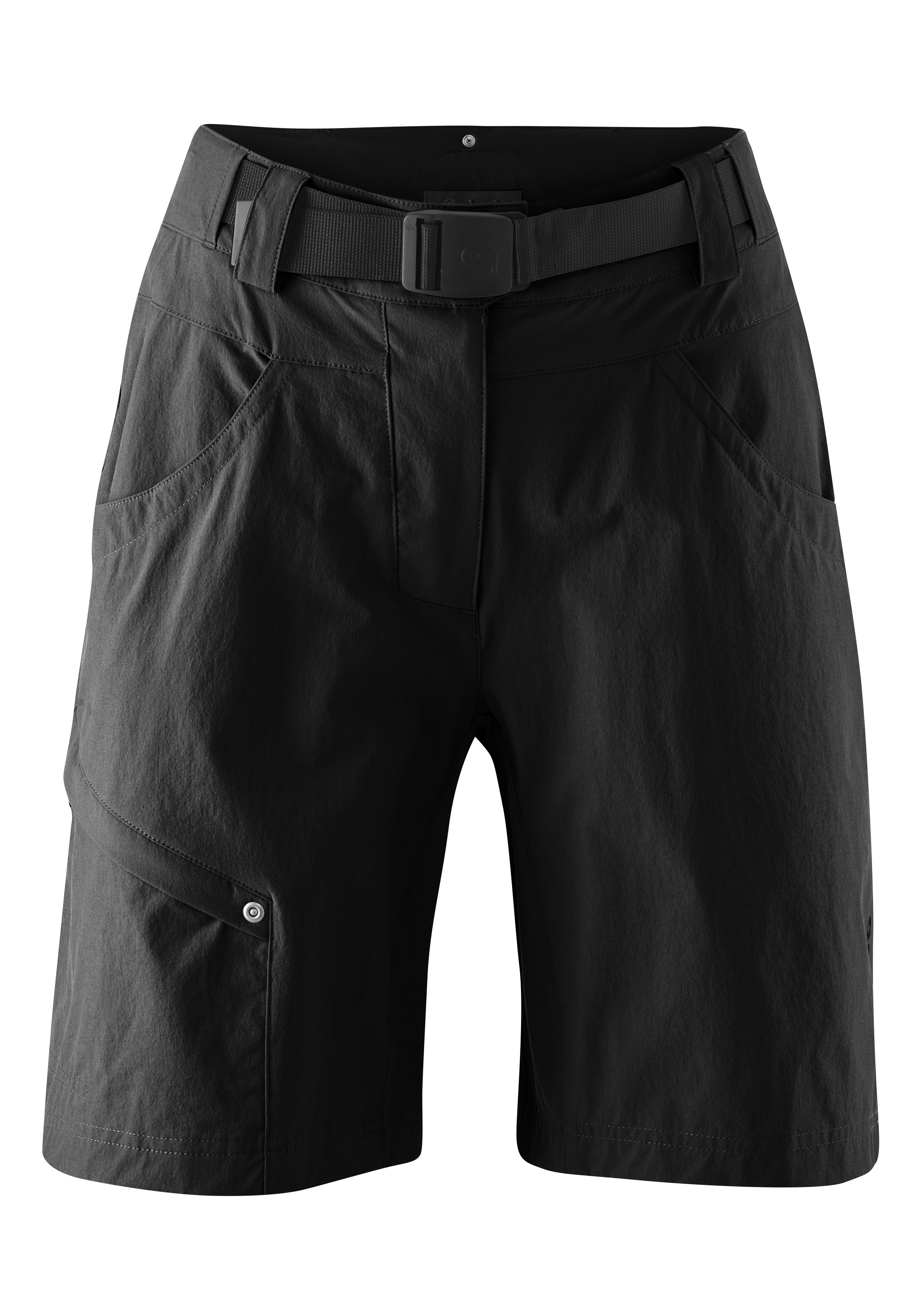 Fahrradhose GONSO "Mira Basic", Damen, Gr. 46, Normalgrößen, schwarz, 90% Polyamid, 10% Elastan, Hosen, kurze Damen Radhose mit Sitzpolster, wasserabweisend, inkl. Gürtel Image