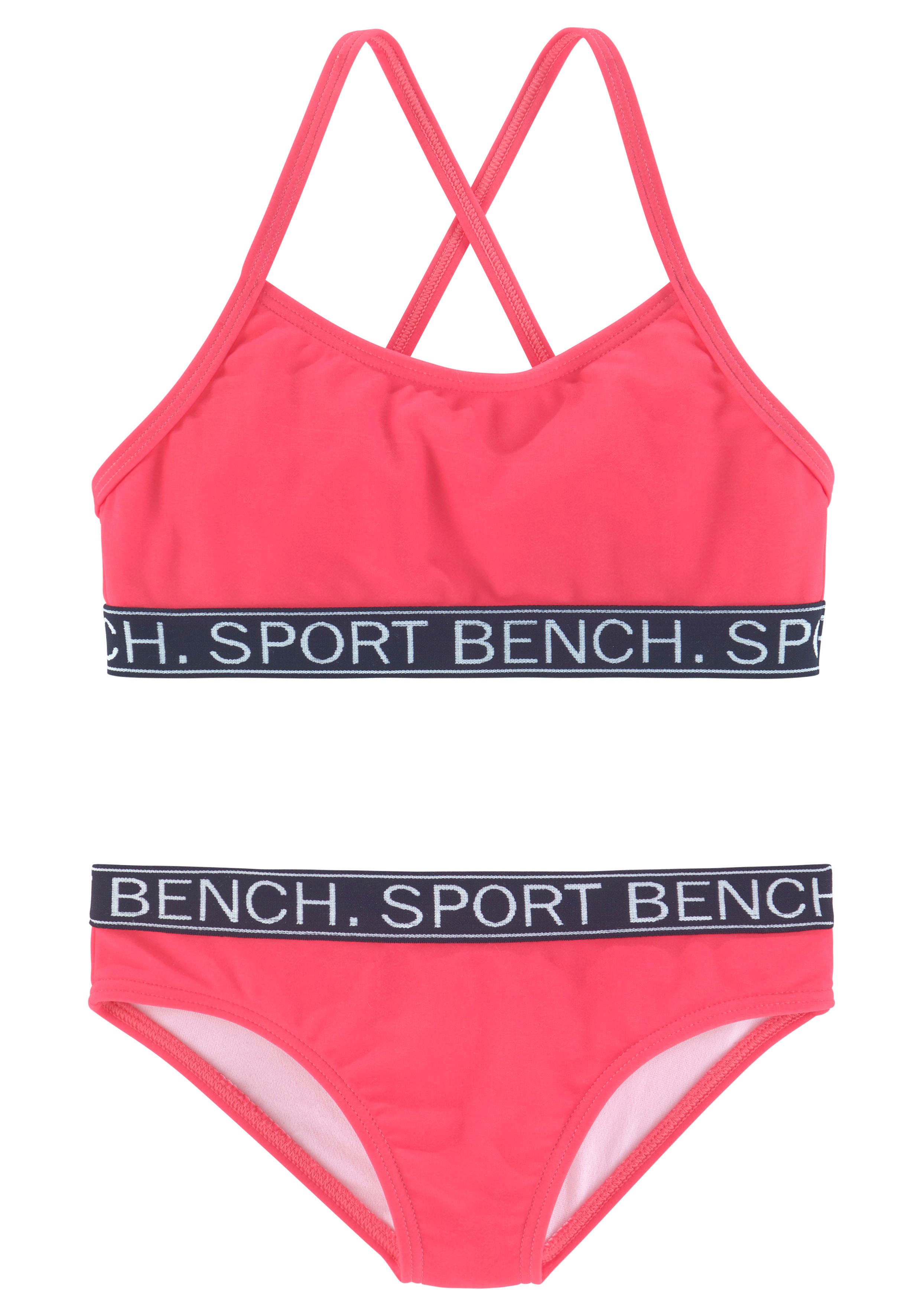 Bustier-Bikini BENCH. "Yva Kids", Kinder, Gr. 158/164, N-Gr, pink, Recycling-Polyamid, unifarben, Bikini-Sets, in sportlichem Design und Farben Image