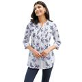 Longbluse CLASSIC BASICS Gr. 50, blau (weiß, nachtblau, bedruckt) Damen Blusen 3/4 arm