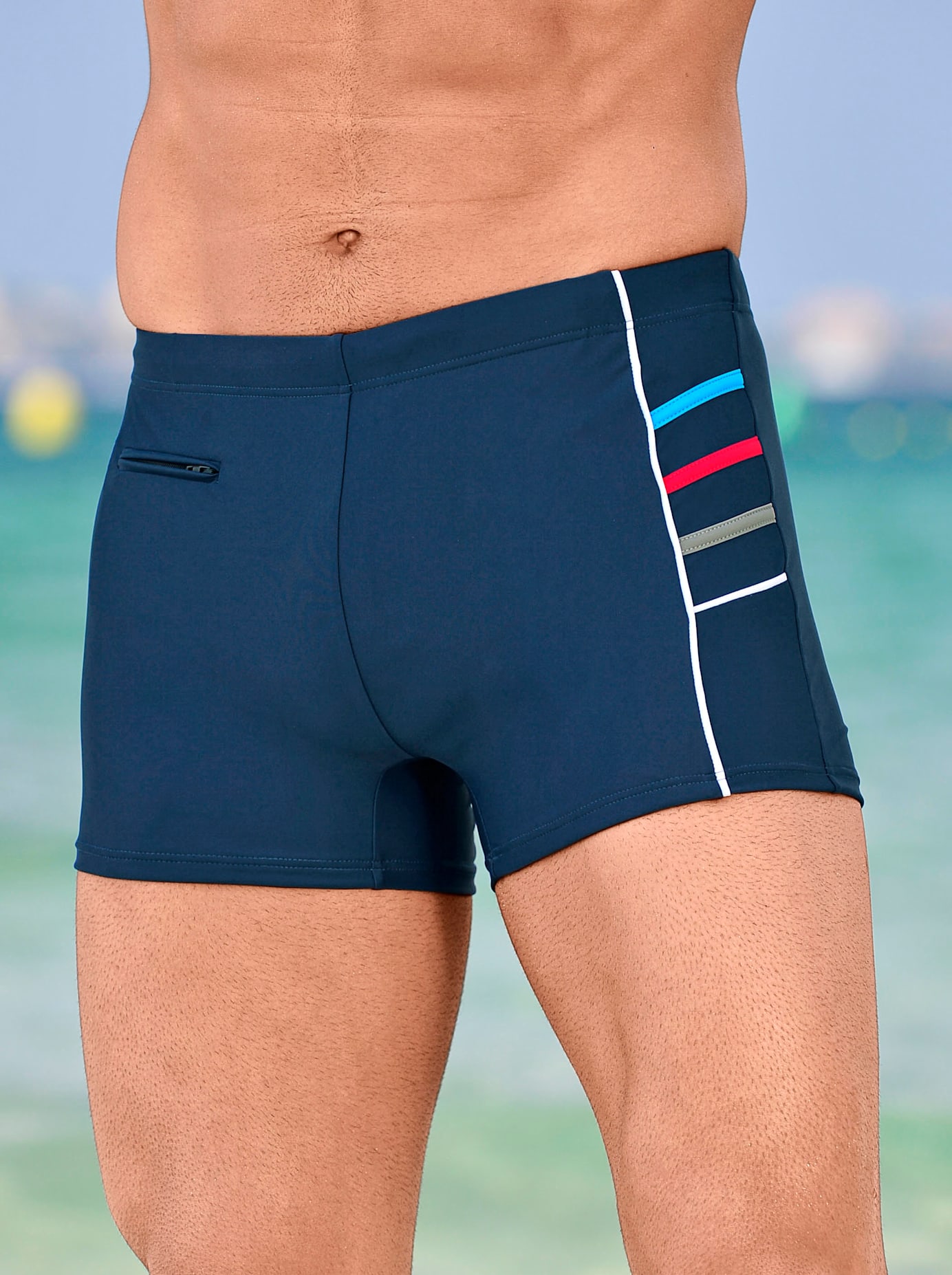 Badehose FEEL GOOD, Herren, Gr. 7, Normalgrößen, blau (marine), Polyamid, Badehosen Image