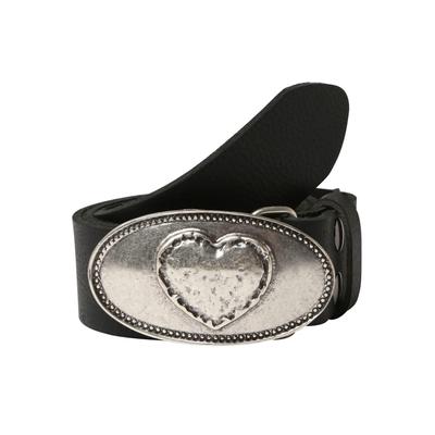 Ledergürtel, Damen, Gr. 110, schwarz, Rindsleder, RETTUNGSRING BY SHOWROOM 019, unifarben, casual,modisch,klassisch, Gürtel, mit austauschbarer Schließe »Herz Oval Silber« Image