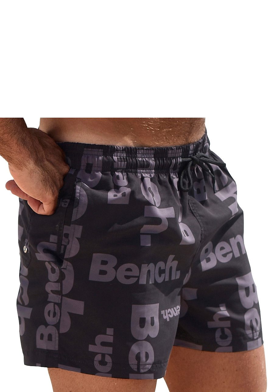 Badeshorts BENCH., Herren, Gr. XL (54/56), Kurz, schwarz (schwarz (kurzgröße)), Microfaser, Polyester, bedruckt, Badehosen, kurze oder lange Form Image