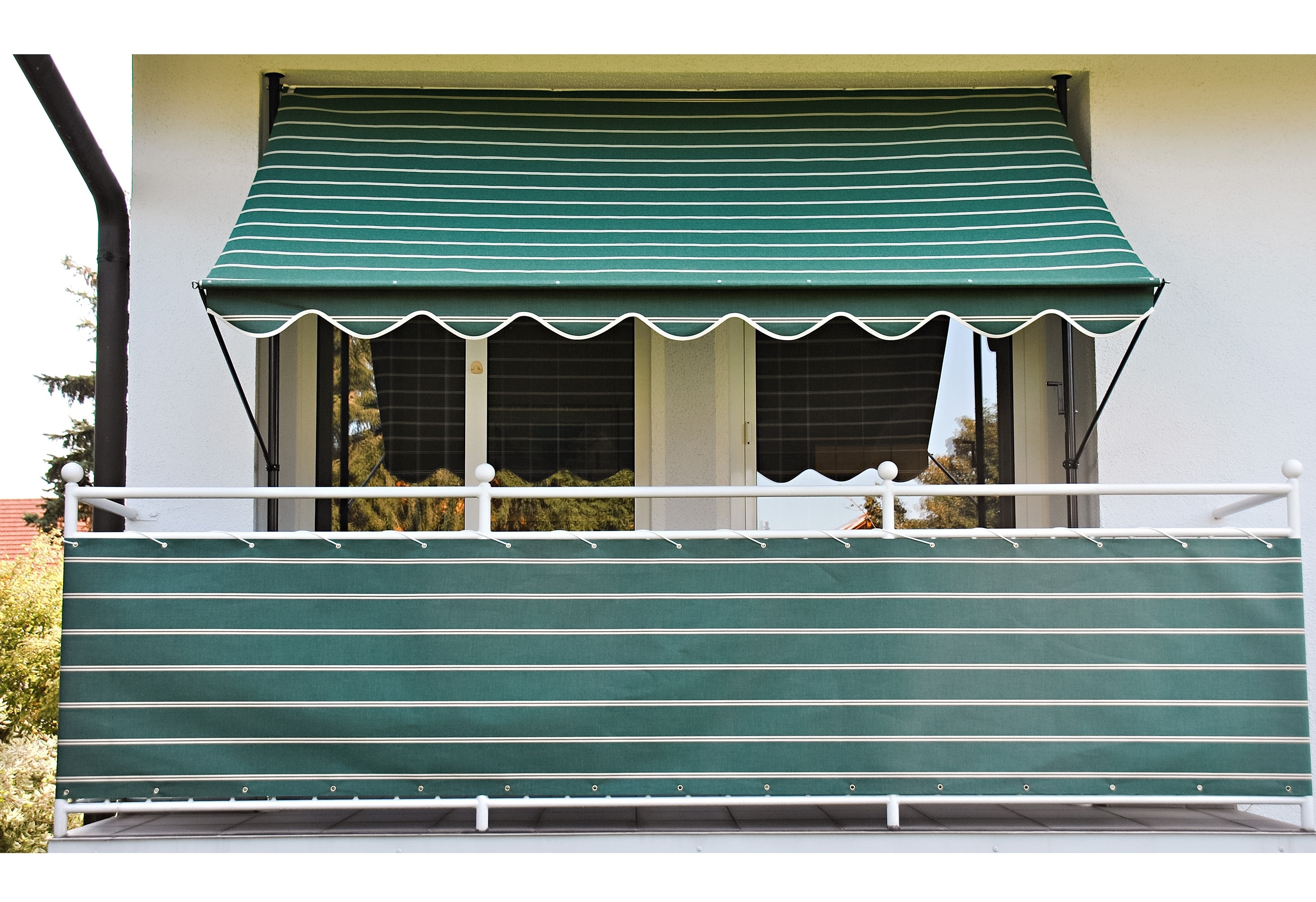 Klemmmarkise, grün (grün, weiß), B:300cm, Polyacryl, ANGERER FREIZEITMÖBEL, Markisen, 150 cm Ausfall, versch. Breiten
