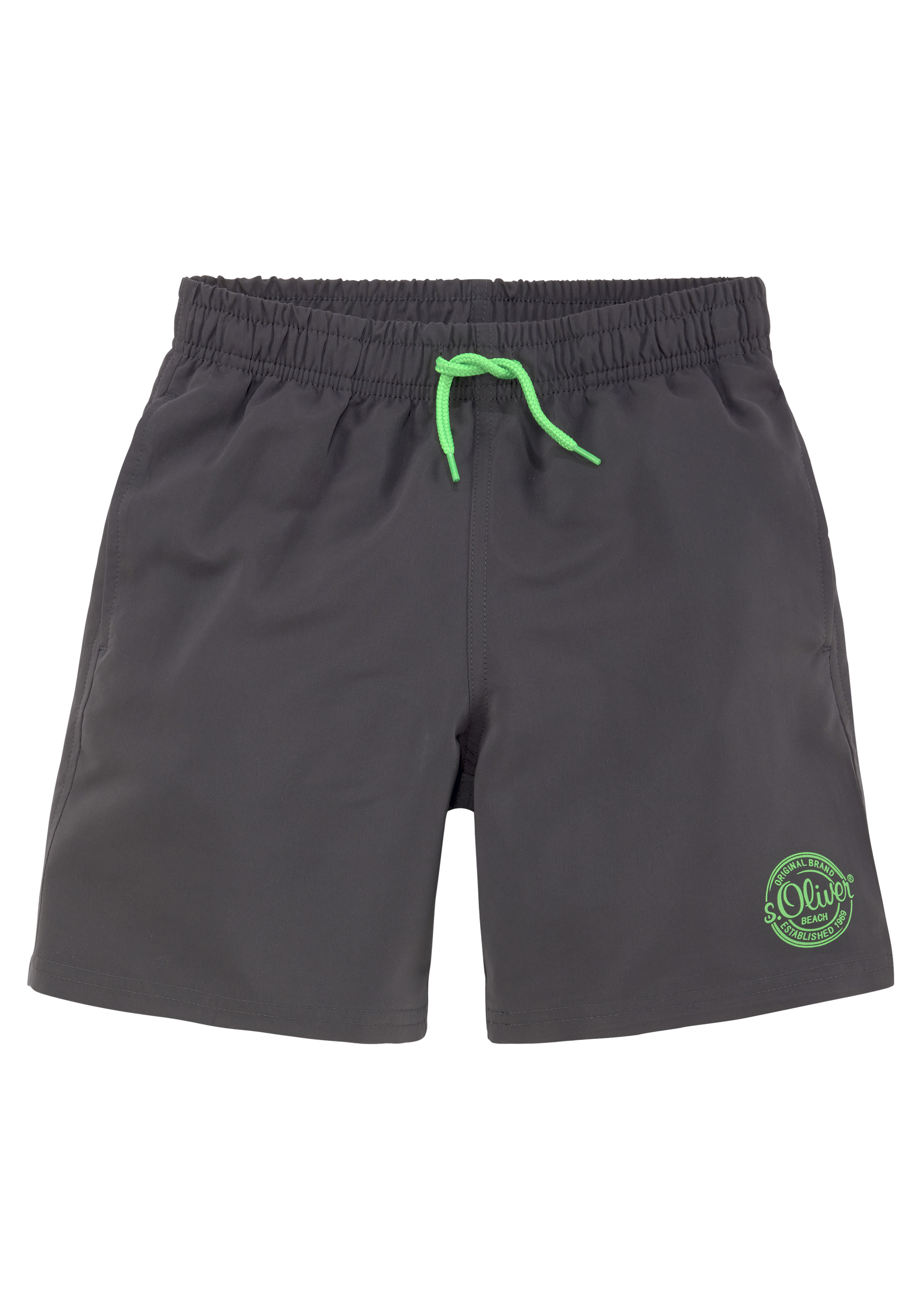 Badeshorts S.OLIVER, Kinder, Gr. 134/140, N-Gr, grau, Polyester, Badehosen, mit seitlichem Logodruck Image