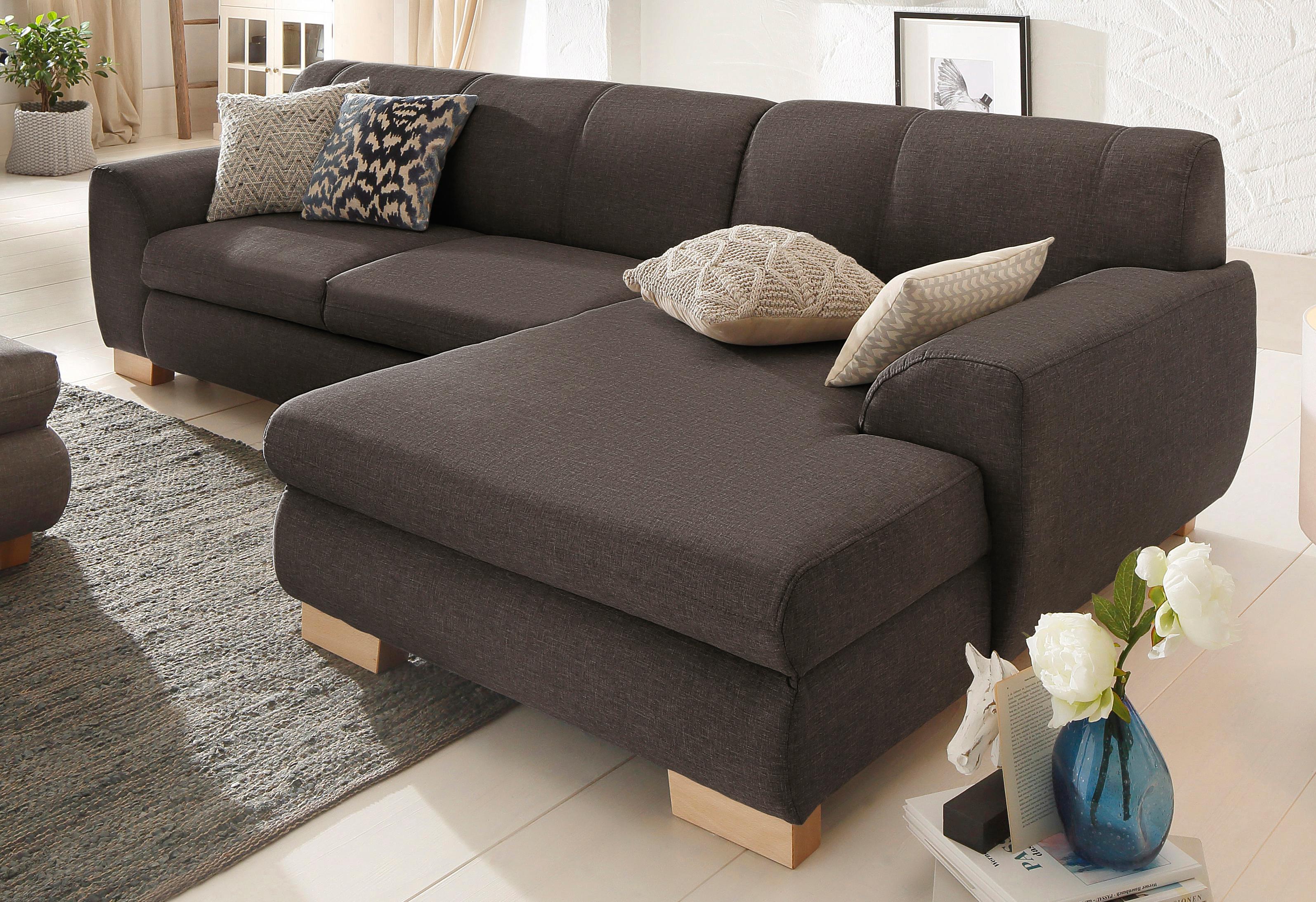 Ecksofa HOME AFFAIRE "Nika L-Form", braun, B:277cm H:84cm T:84cm, Struktur fein (100% Polyester);100% Polyester/ 85% Polyester+15% Polyacryl Melrose/Struktur, Sofas, Polsterecke, Struktur fein oder Melrose/Struktur, mit Bettfunktion
