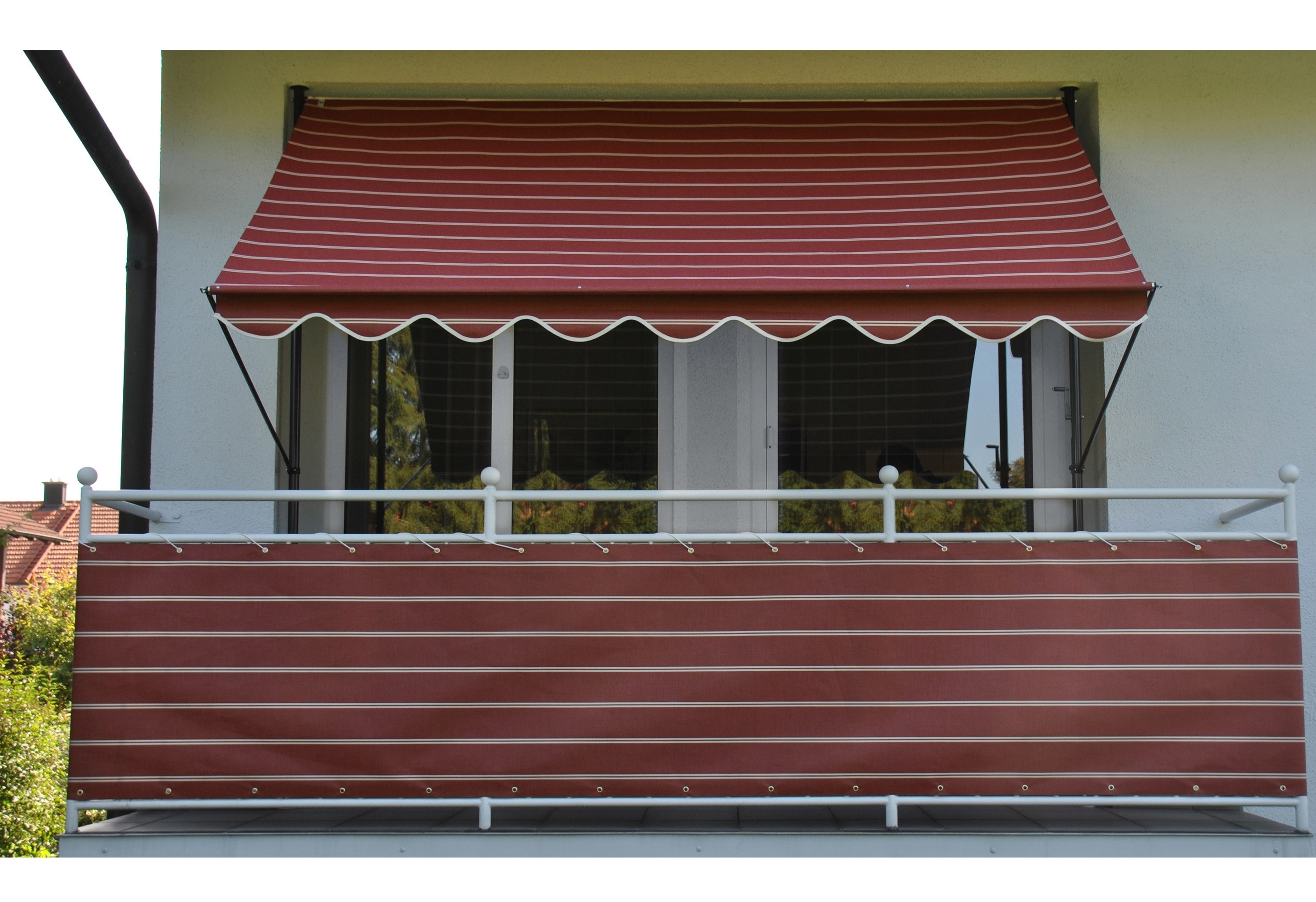 Klemmmarkise, rot (weinrot, weiß), B:350cm, Polyacryl, ANGERER FREIZEITMÖBEL, Markisen, weinrot-weiß, Ausfall: 150 cm, versch. Breiten