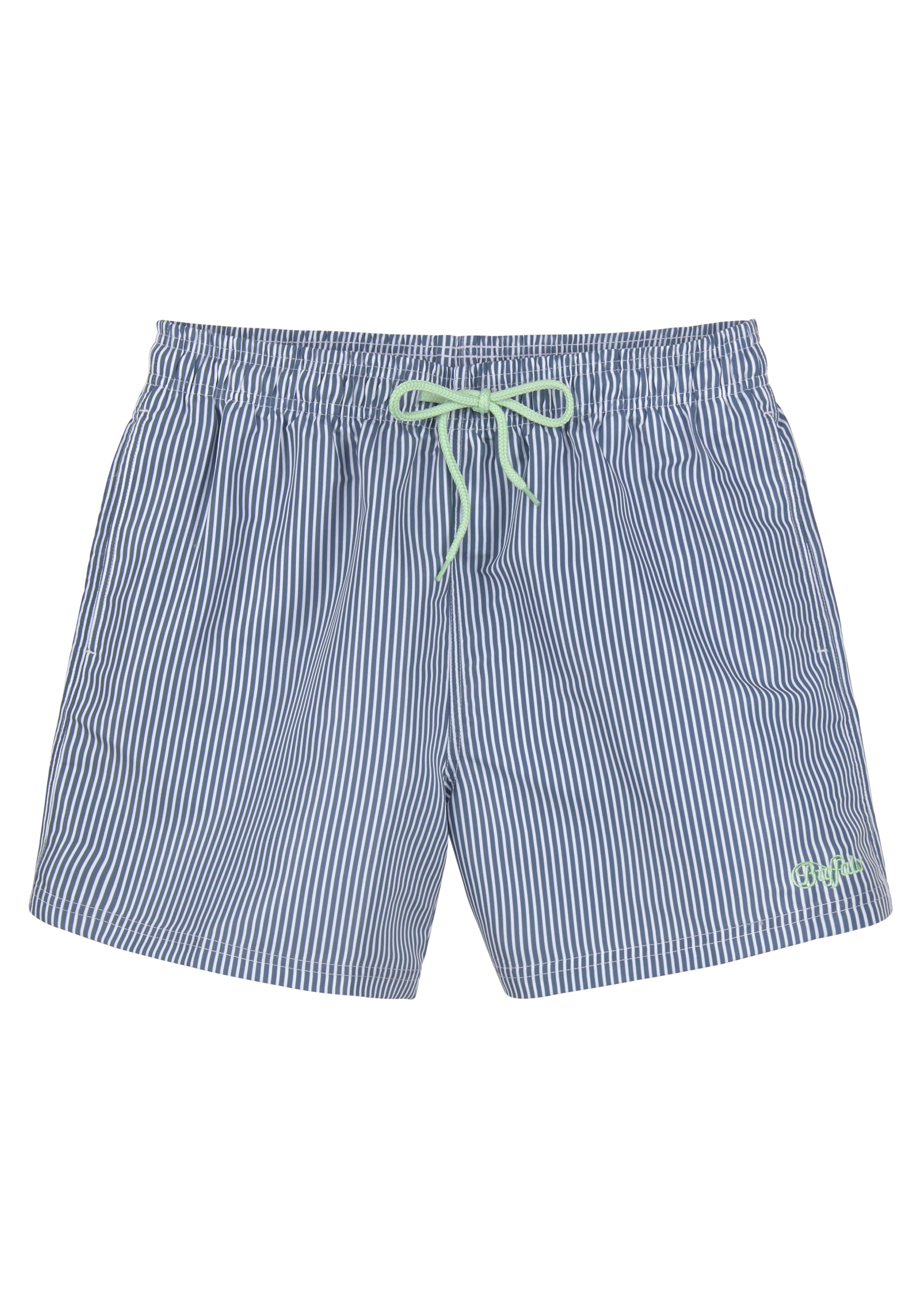 Badeshorts BUFFALO, Herren, Gr. XL (54/56), N-Gr, blau (blau, weiß), Microfaser, Microfaser, Polyester, Recycling-Polyester, gestreift, Badehosen, in feinem Streifenlook Image
