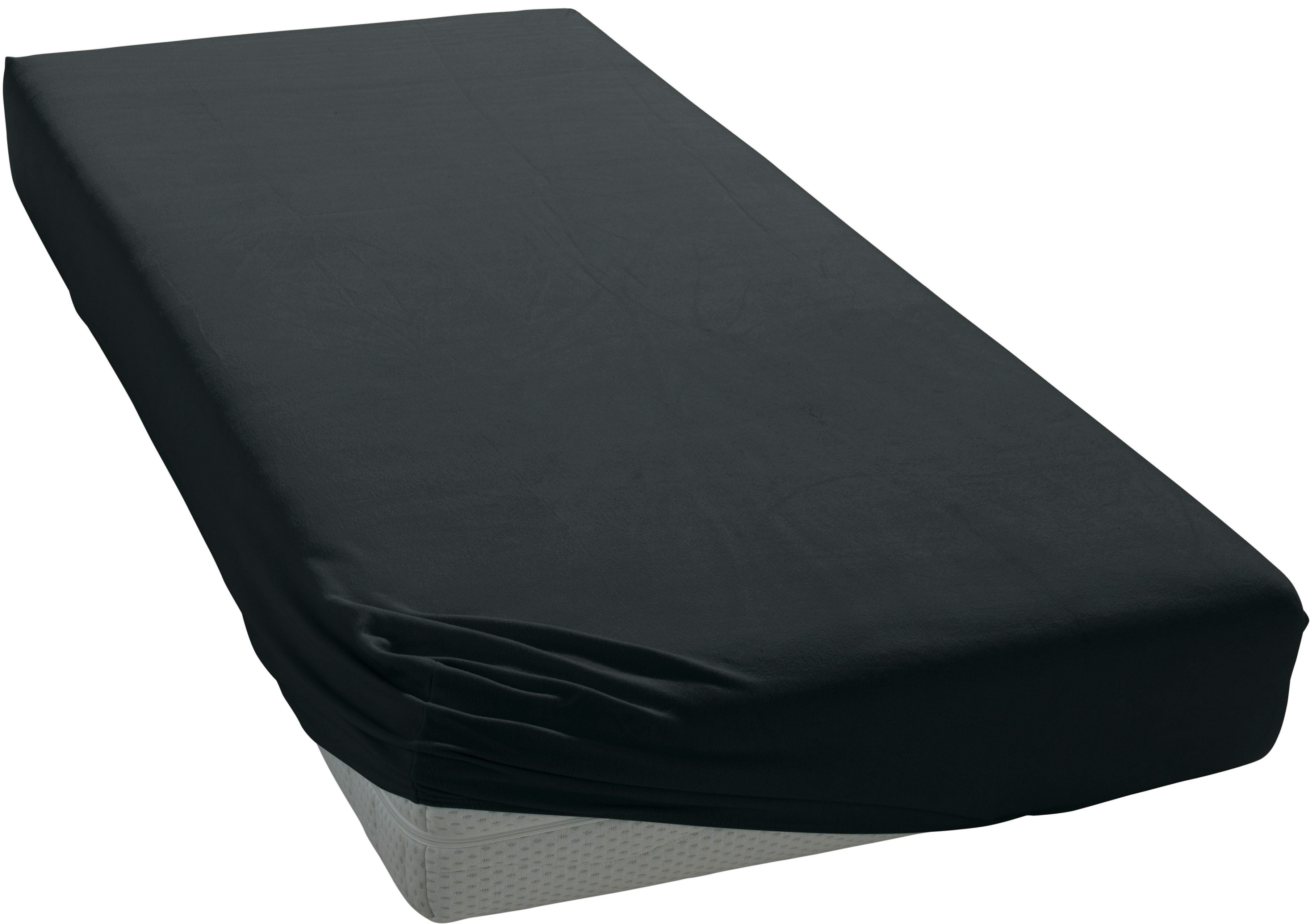 Spannbettlaken CINDERELLA "Spannbettlaken (bis 25 cm)", schwarz, B:140cm L:200cm, Jersey, Obermaterial: 100% Baumwolle, Bettlaken, Elastizität für ein glatt bezogenes Bett Image