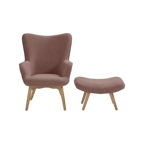 Sessel Gr. Polyester, B/H/T: 73 cm x 99 cm x 74 cm, rosa (altrose) Einzelsofa Lesesessel Loungesessel Sessel mit Hocker und Relaxsessel