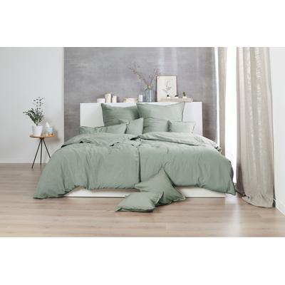 Bettwäsche PRIMERA "Stone-Washed in Gr. 135x200, 155x220 oder 200x200 cm", grün (olive), B/L: 155cm x 220cm, , Renforcé, B/L: 80cm x 80cm, Renforcu00e9, Obermaterial: 100% Baumwolle, Bettwäsche, 100% Baumwolle, Bettwäsche in feinem Knitterlook,... Image