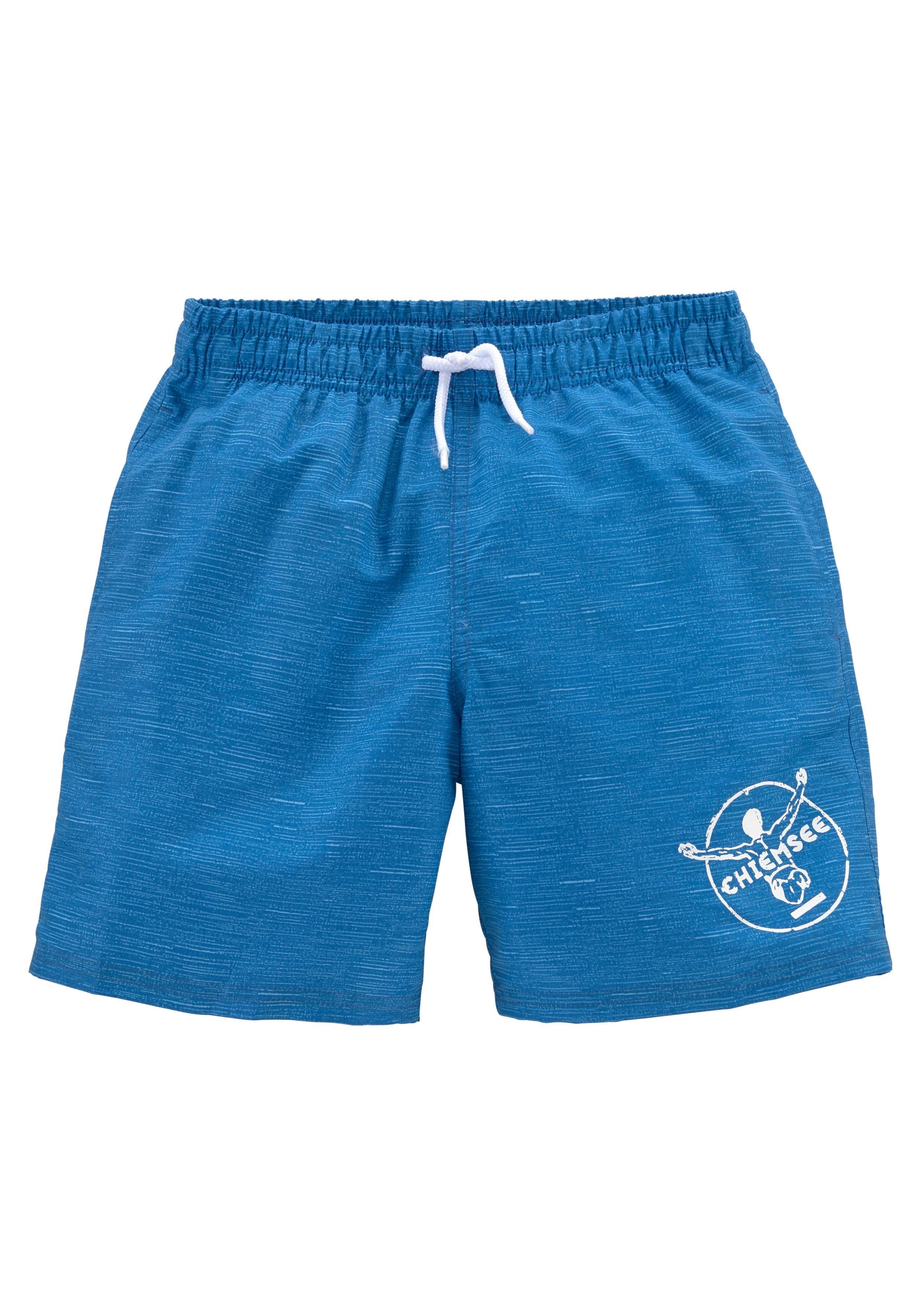 Badeshorts CHIEMSEE "Melange Kids", Kinder, Gr. 158/164, N-Gr, blau (aquablau), Polyester, Melange-Effekt, Badehosen, mit Logoprint Image