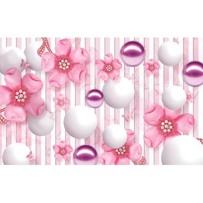 Fototapete PAPERMOON "Muster mit Blumen", bunt, B:4,00m L:2,60m, Vlies, Tapeten Image