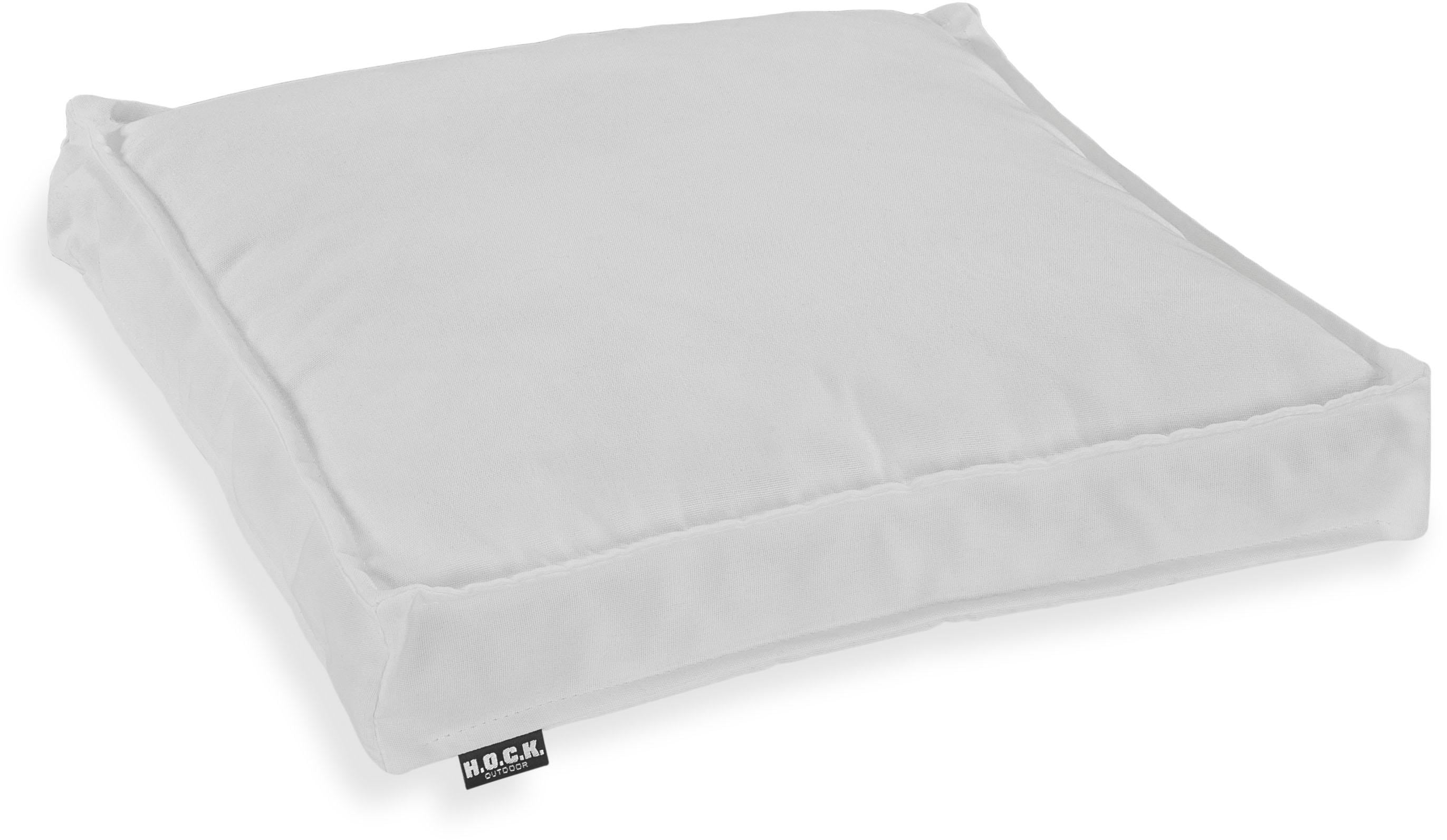 Stuhlkissen H.O.C.K. "Classic Uni Outdoor", weiß (weiß, bedruckt), B:50cm H:5cm L:50cm, Polyacryl (dralon), Dekokissen_Sitzkissen_Kissenhüllen, 50/50/5 cm