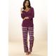 Pyjama PETITE FLEUR Gr. 48/50, rot (bordeau) Damen Homewear-Sets Pyjamas