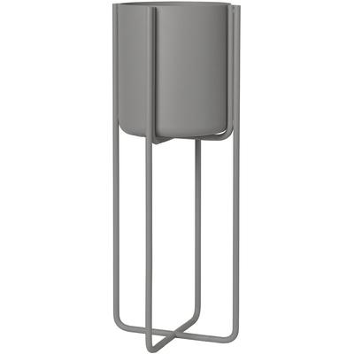 Übertopf BLOMUS "Pflanzgefäß mit Gestell -KENA- Steel Gray", grau (steel gray), H:55cm Ø:22cm, Pflanzgefäße