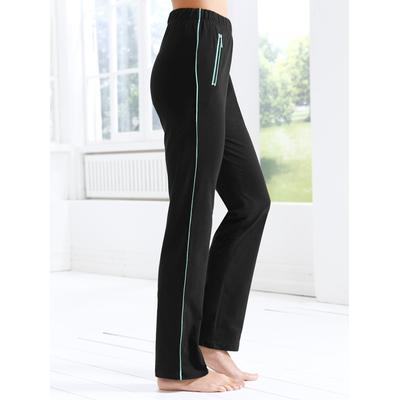 Homewearpants, Damen, Gr. 42, Normalgrößen, schwarz (schwarz, mint), 100% Baumwolle, unifarben, lang, Hosen Image