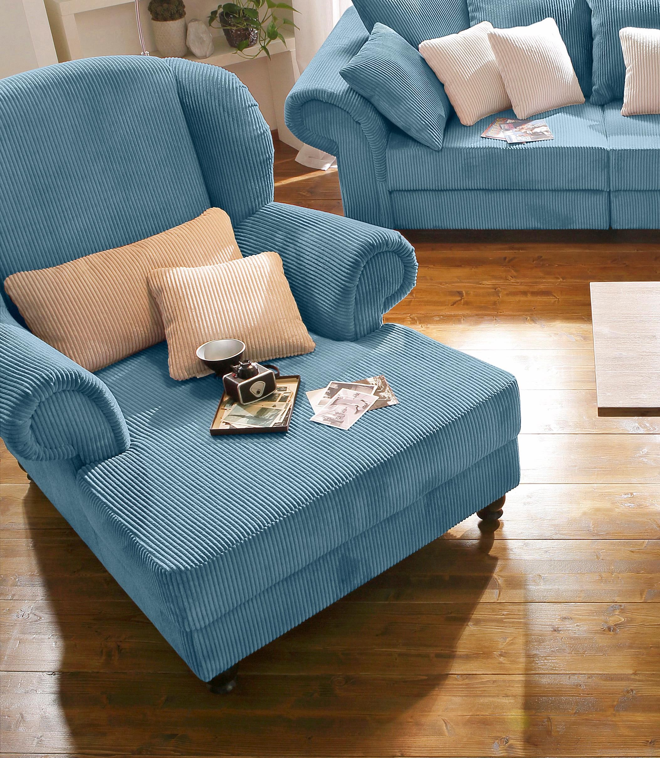 XXL-Sessel HOME AFFAIRE "King Henry, Sessel, Ohrensessel, Relaxsessel, Big Sessel, Breite 121cm", blau (petrol), B:121cm H:111cm T:107cm, Luxus-Microfaser (100% Polyester);Samtcord »Ribbon« (88% Polyester 12% Polyacryl), Sessel, mit Federkern, in...