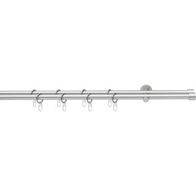 Gardinenstange GOOD LIFE "CAP" Gr. 1, grau (chromfarben), L:420cm Ø:16mm, Metall, Kunststoff, Gardinenstangen, mit Ringen Image