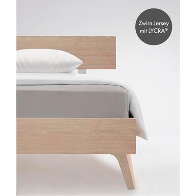 Spannbettlaken FLEURESSE "Comfort", grau, B:180cm L:200-220cm, Jersey-Elasthan, Obermaterial: 96% Baumwolle, 4% Elasthan, Laken, Spannbettlaken, langlebig & bügelfrei,Perfekte Passform durch POWER-STRETCH Image