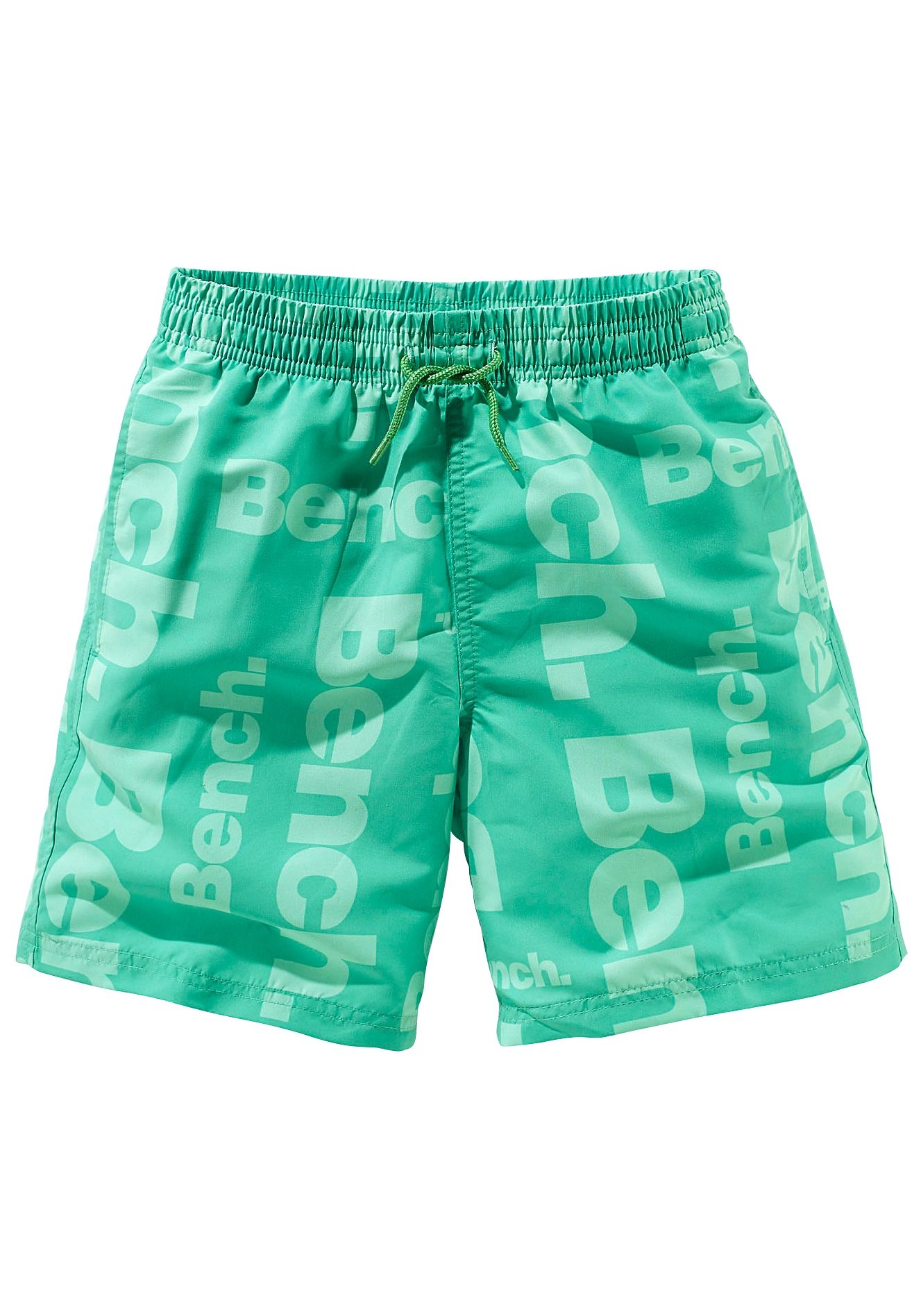 Badeshorts BENCH., Kinder, Gr. 110/116, N-Gr, grün, Microfaser, Polyester, unifarben, Badehosen, mit allover Logodruck Image