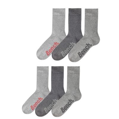 Socken BENCH., Herren, Gr. 35-38, grau (grau, meliert), Polyamid, Baumwolle, Elasthan, unifarben, elastisch, Socken Lange Socke Multipacks Socken Sockenbox Socken-Set Strümpfe Unterwäsche, mit verschiedenfarbigen Logos