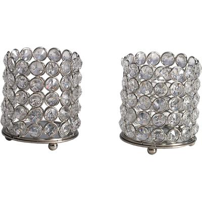 Kerzenständer HOME AFFAIRE "Lucy", silber (silberfarben), B:9cm H:11cm T:9cm, Aluminium, Kristallglas, Kerzenhalter Image
