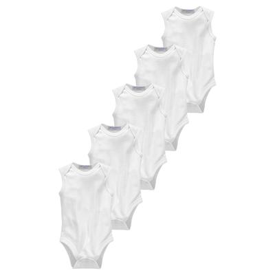Kurzarmbody KLITZEKLEIN "Spar-Packung", Baby, Gr. 74/80, N-Gr, weiß (wollweiß), Interlock, Obermaterial: 100% Baumwolle, Basic, Basic, Kurzarm, Bodies, aus Bio-Baumwolle