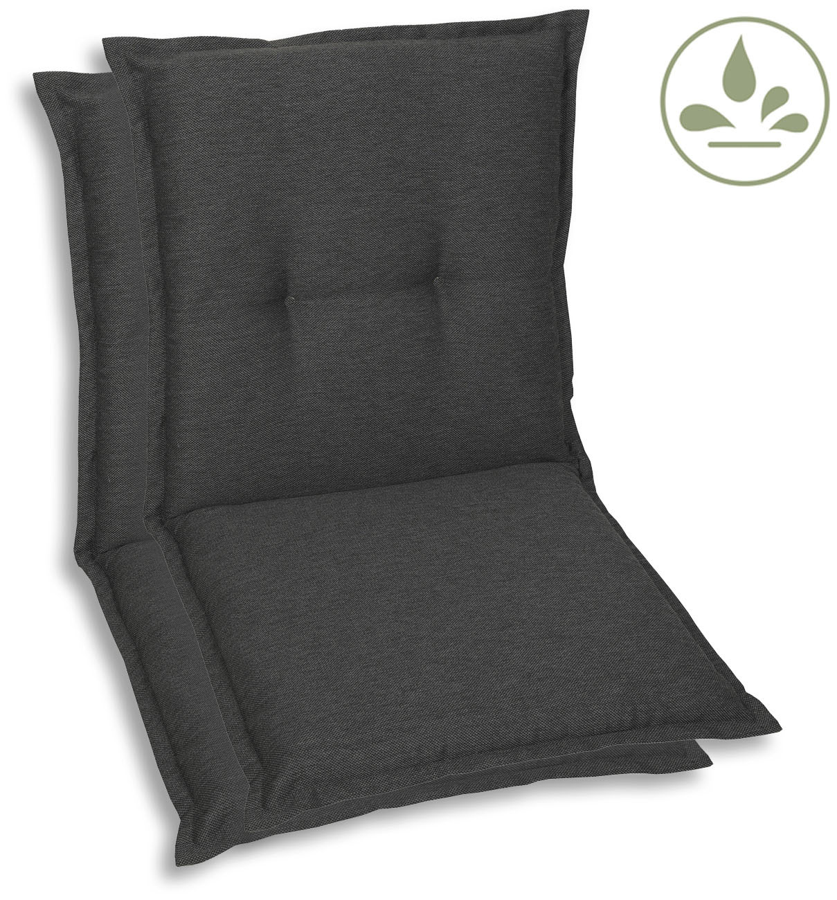 Sesselauflage GO-DE "TOPSELLER", grau (anthrazit), B:50cm H:100cm, Bezug: 100% Polyester, Polsterauflagen, nieder, wasserabweisend