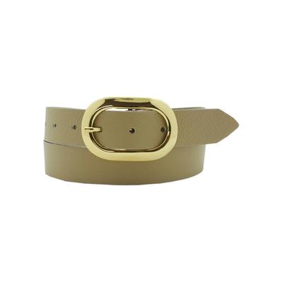 Ledergürtel ANNAMATONI, Damen, Gr. 75, beige, Leder, unifarben, elegant,feminin,klassisch,modisch, Gürtel, Mit goldfarbener ovaler Gürtelschnalle Image