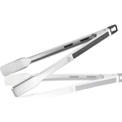 Grillzange GEFU "BBQ", silber (silberfarben, schwarz), B:4cm H:3,5cm L:42,5cm, Edelstahl, Kunststoff, Küchenzangen, Verriegelungsmechanismus mit integrierter Öse zum Aufhängen, Edelstahl