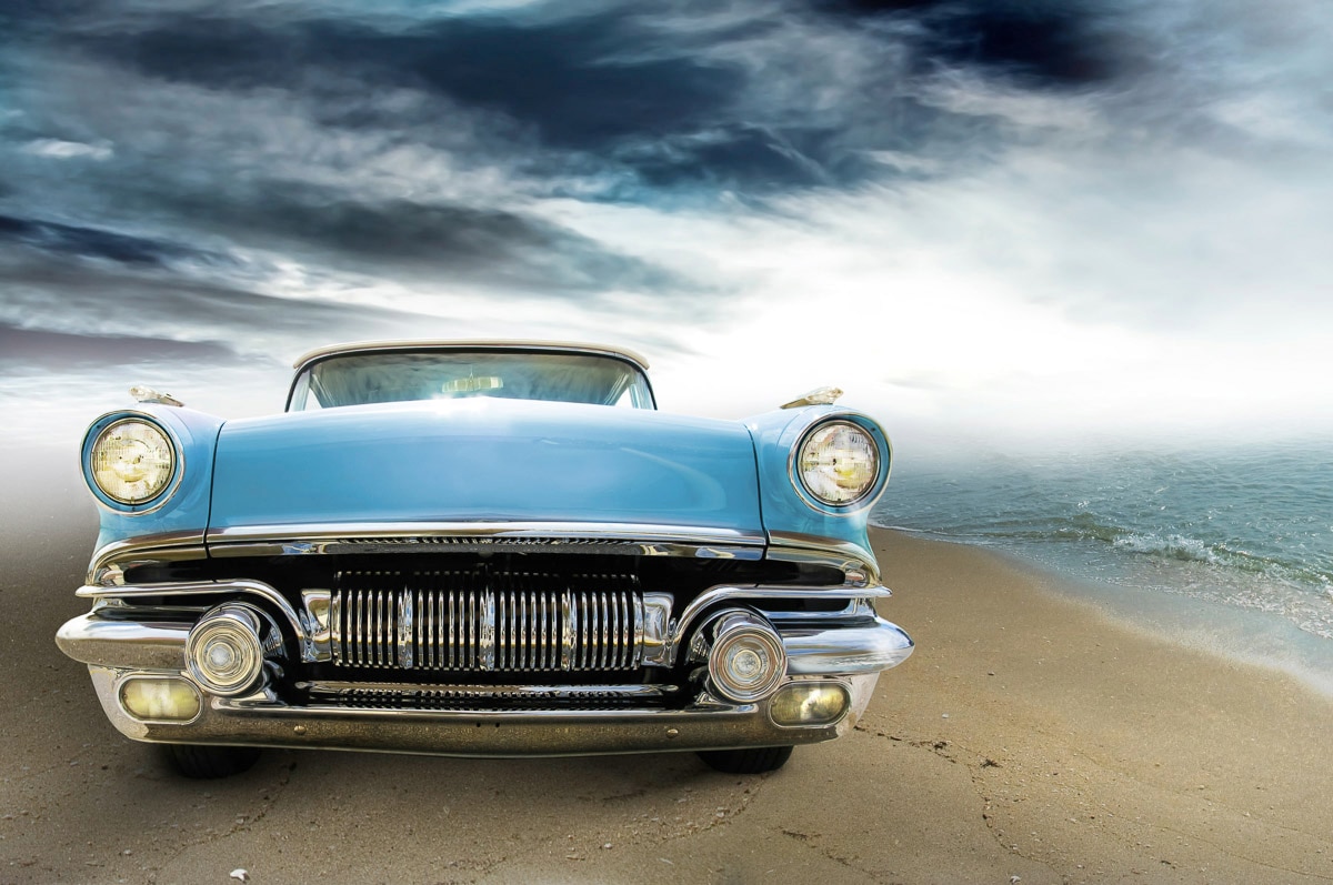 „PAPERMOON Fototapete „“Oldtimer““ Tapeten Gr. B/L: 4,50 m x 2,80 m, Bahnen: 9 St., bunt Fototapeten“